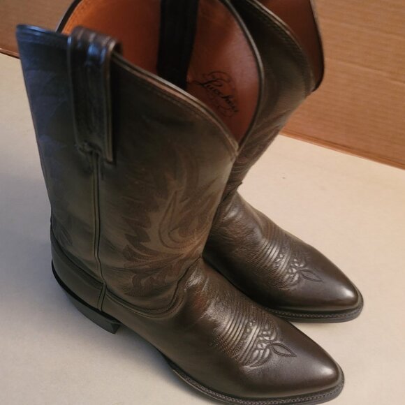 LUCCHESE Carson M1023 J4 Dark Brown Calf Skin Cowboy Western Boots Men's SZ 9.5D - Picture 11 of 15